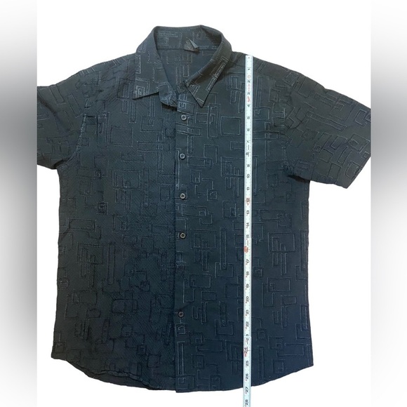 Men’s Vese Black Rayon Blend Short Sleeve Button-down Size Large - Picture 2 of 5